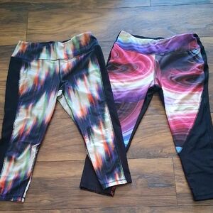 RBX Multicolor Capri Leggings Set - Abstract Print 2 pair